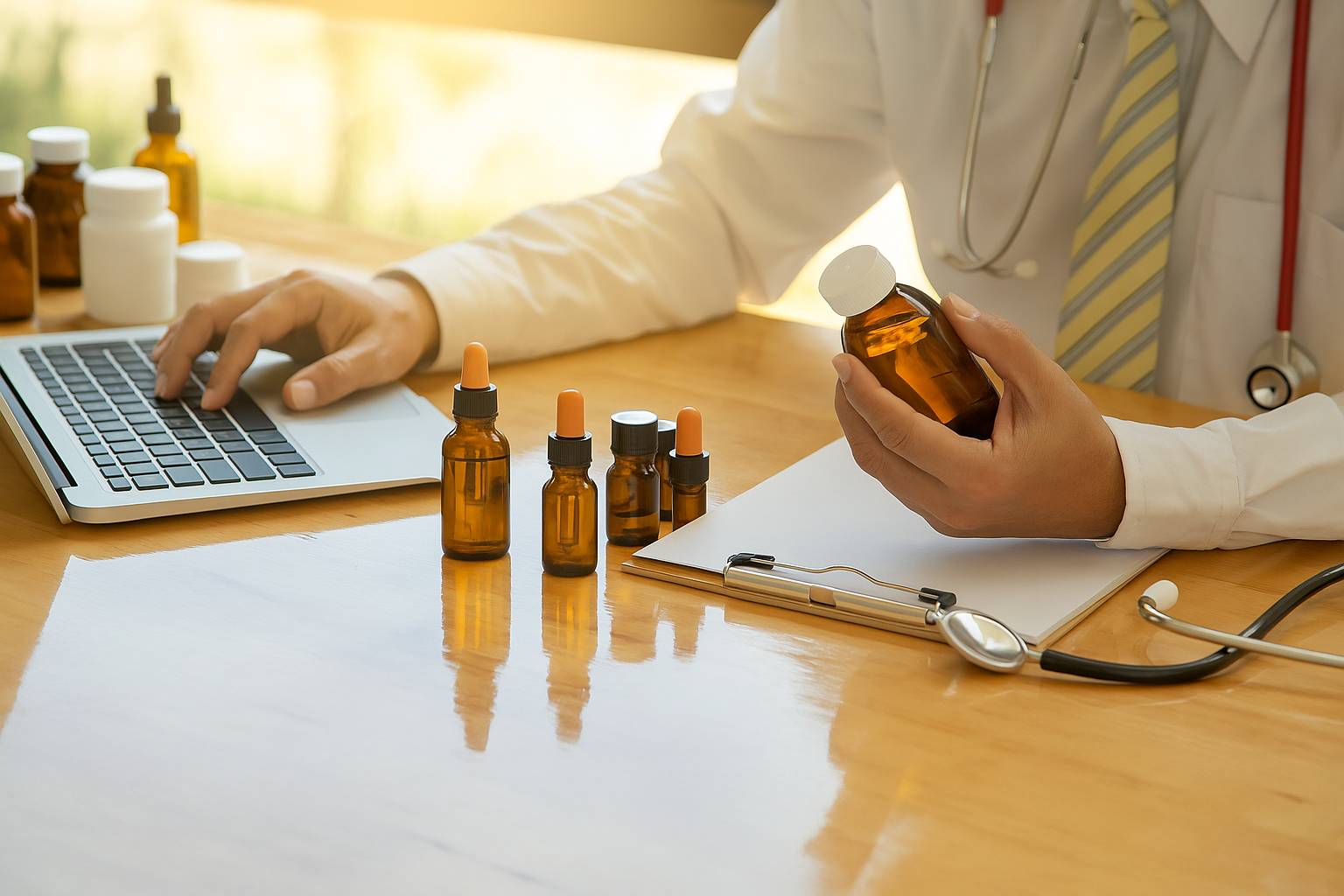 doctor with homeopathy medicnes